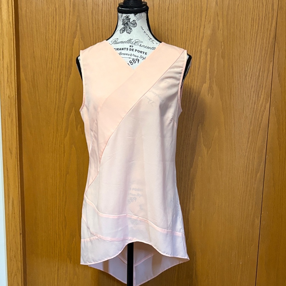 Le Chateau Peach Crêpe de Chine Asymmetrical Tunic